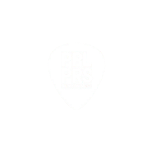 A black background with a white guitar pick shape containing the text 'PPL PPRS' and 'Guitar Music' inside.