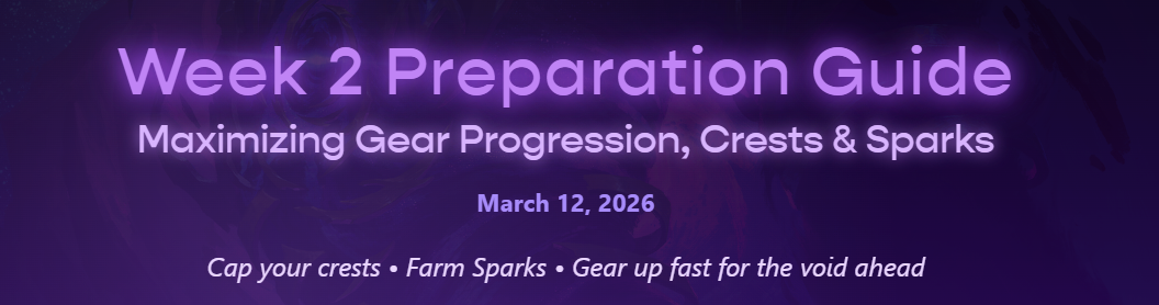 Week 2 Checklist: Maximizing Gear Progression, Crests &amp; Sparks