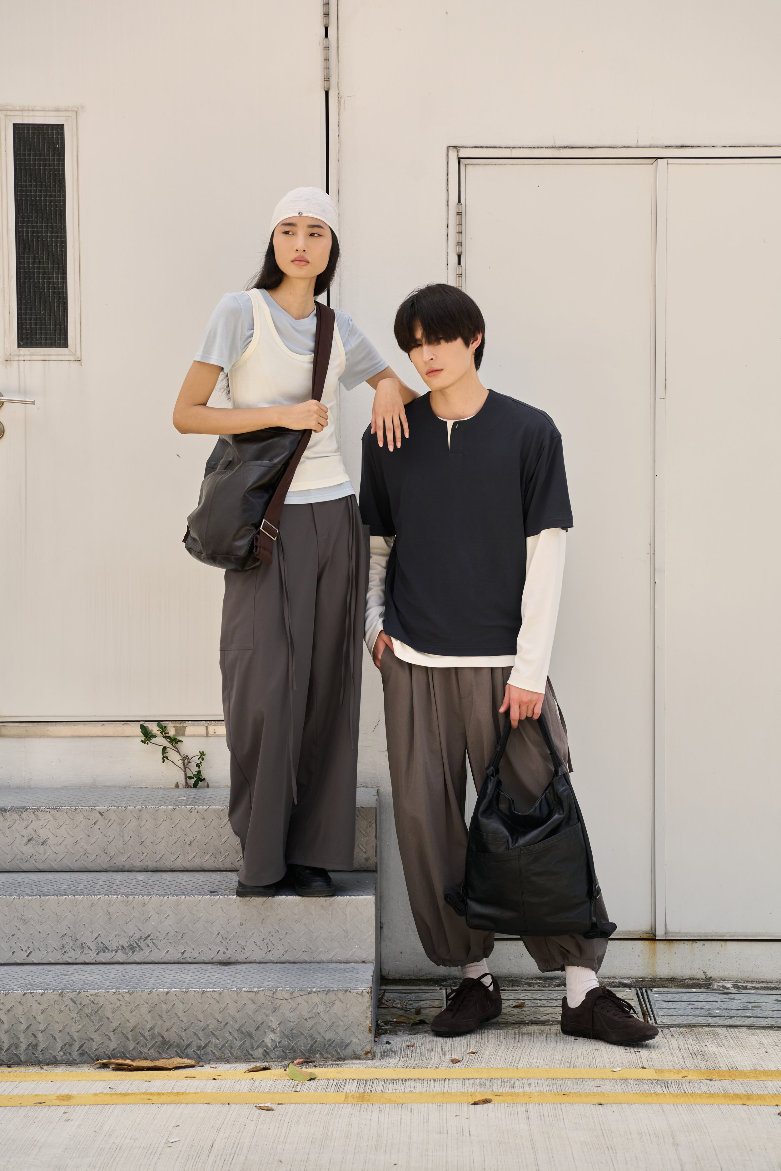GRAYE features unisex and multi-wearing clothes and bags.