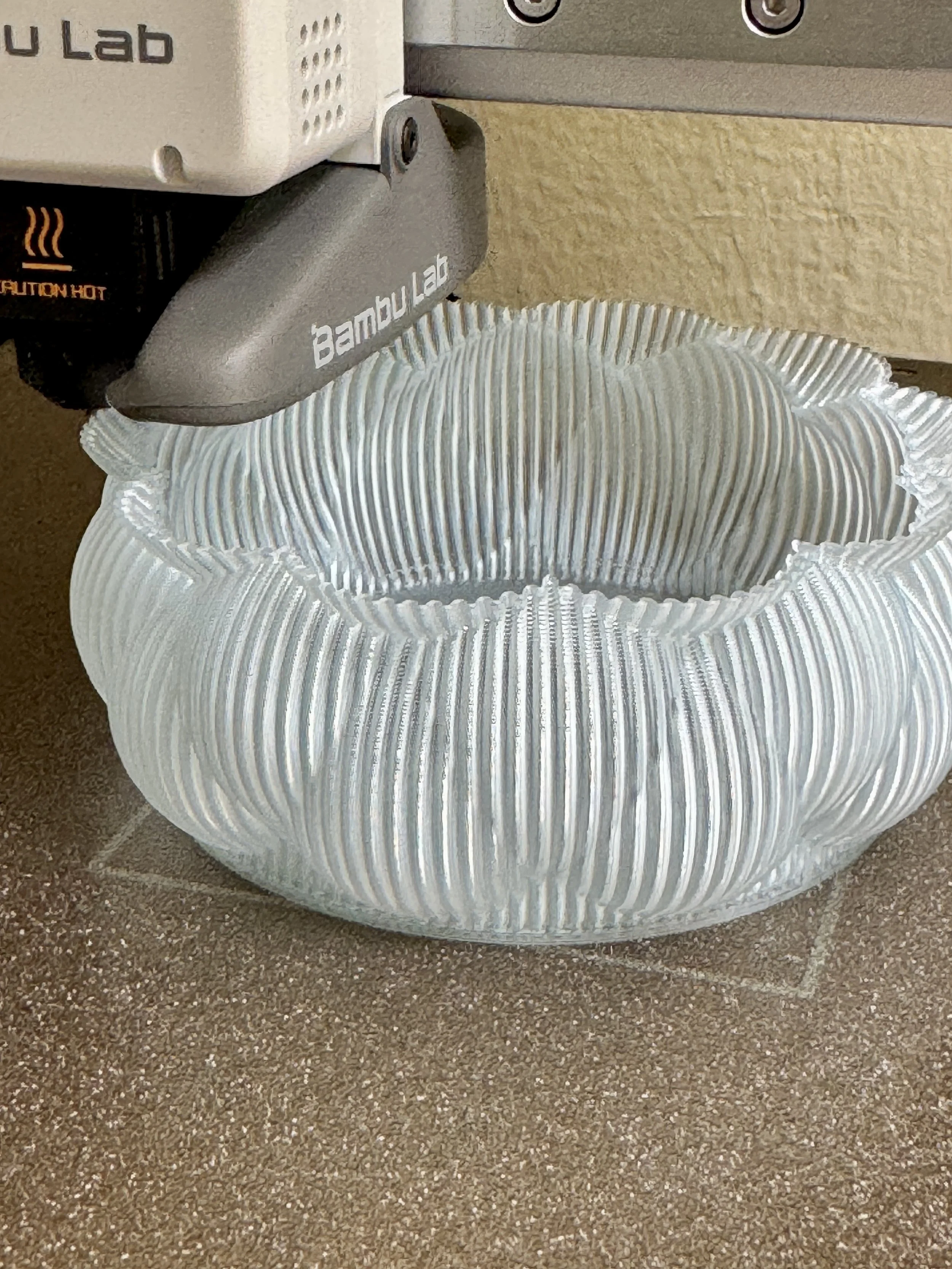 A prototype product in the process of being printed. Image courtesy of VESSELS.