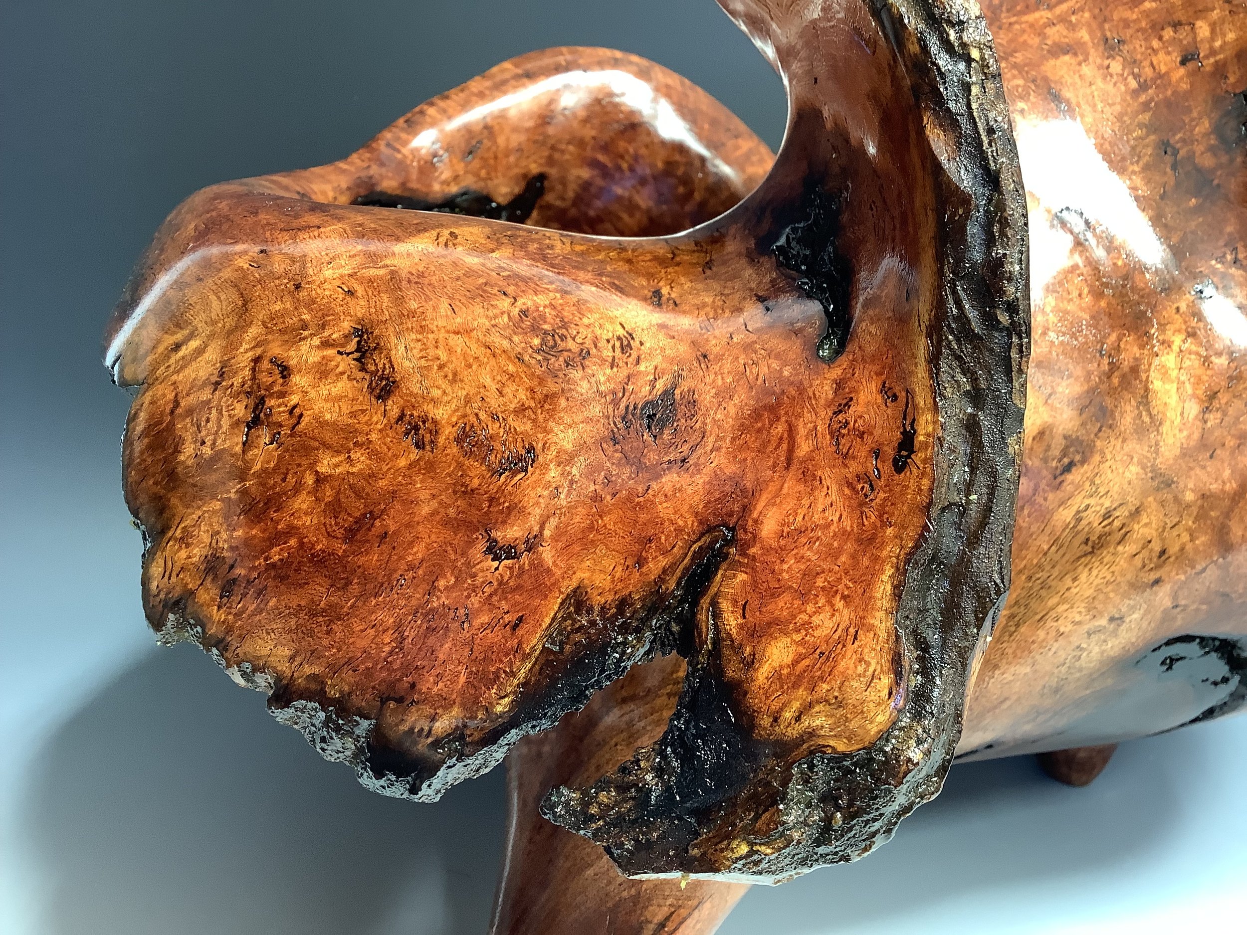 Fire Dance Mesquite Burl Carved Sculpture Closeup