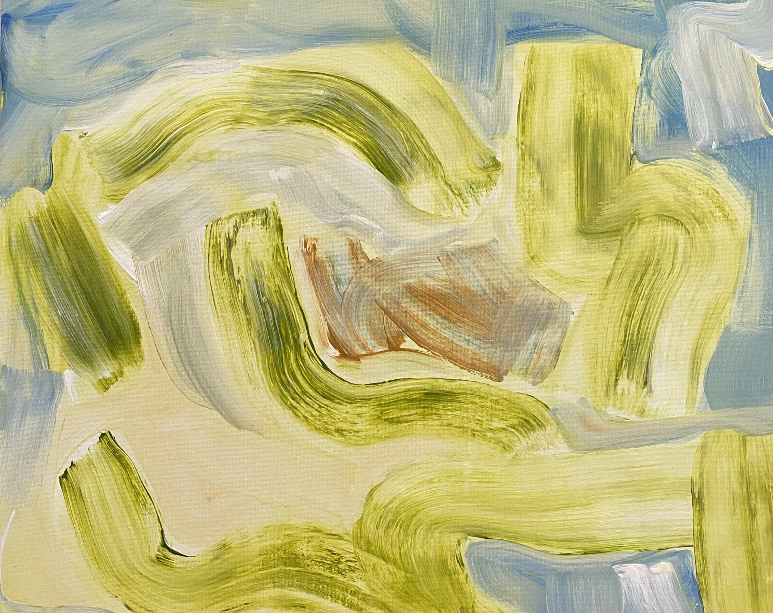  Daily walk #10 (sunshine, it's so simple)  
16" x 20", acrylic and gouache on canvas panel 