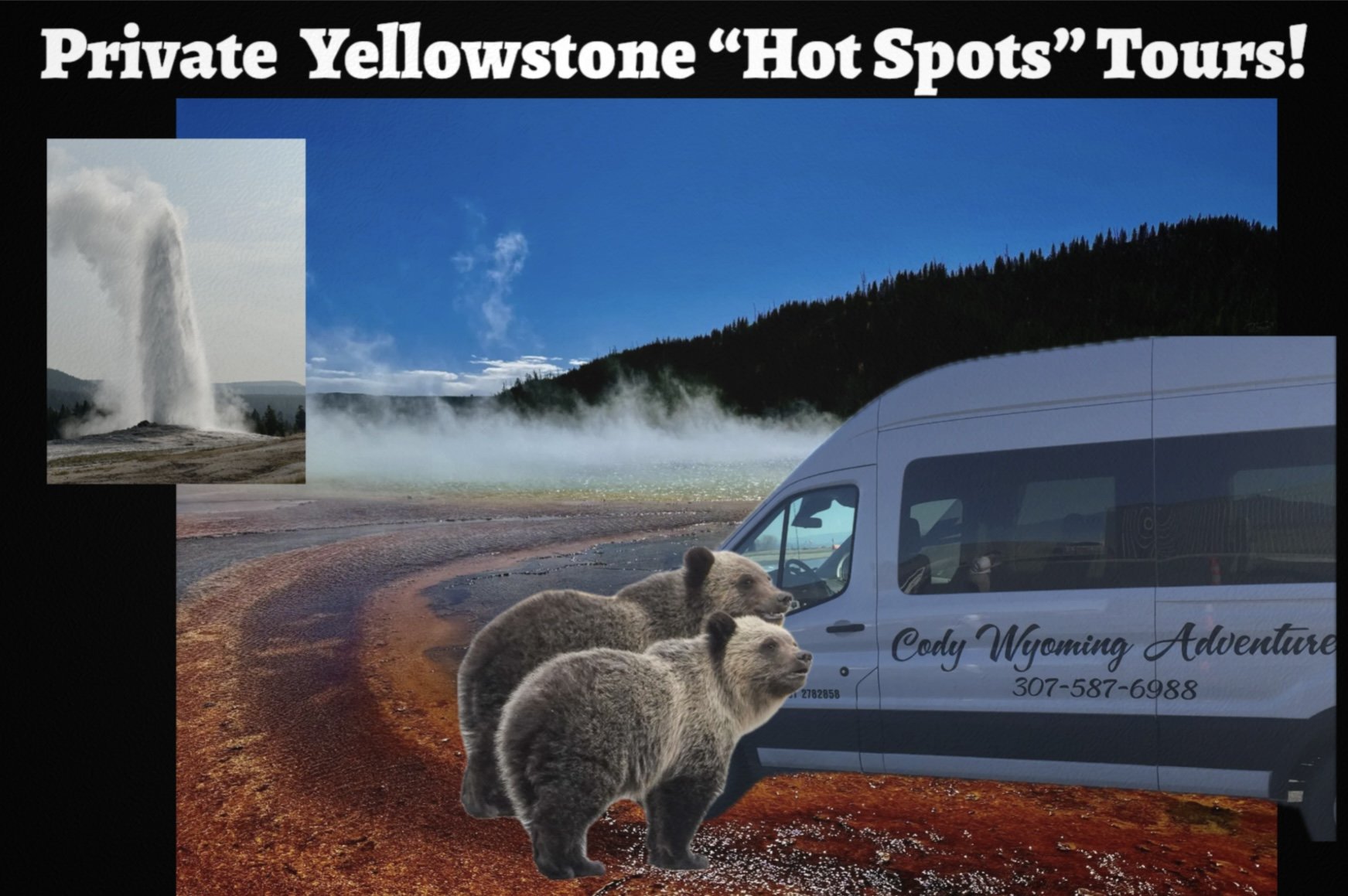 Private Yellowstone “Hot Spots” Tour Tours For Up To 8 Guests From West Yellowstone!