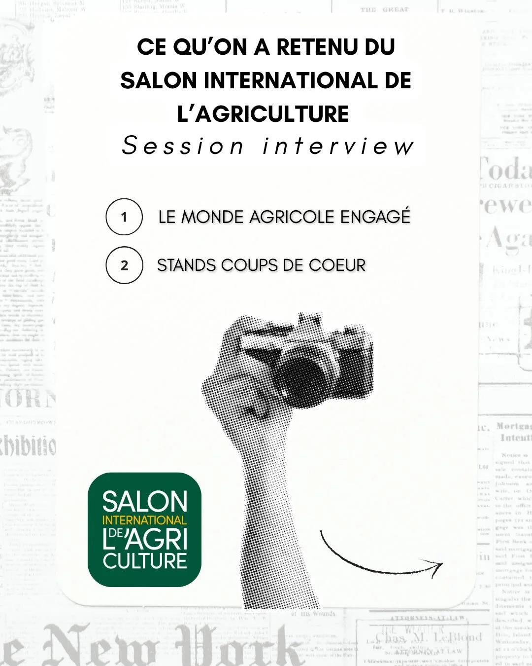 Au Salon de l&rsquo;Agriculture, notre carrousel met en lumi&egrave;re deux dimensions essentielles : l&rsquo;agriculture engag&eacute;e et nos stands coups de c&oelig;ur.

C&ocirc;t&eacute; agriculture responsable, nous avons interview&eacute; trois