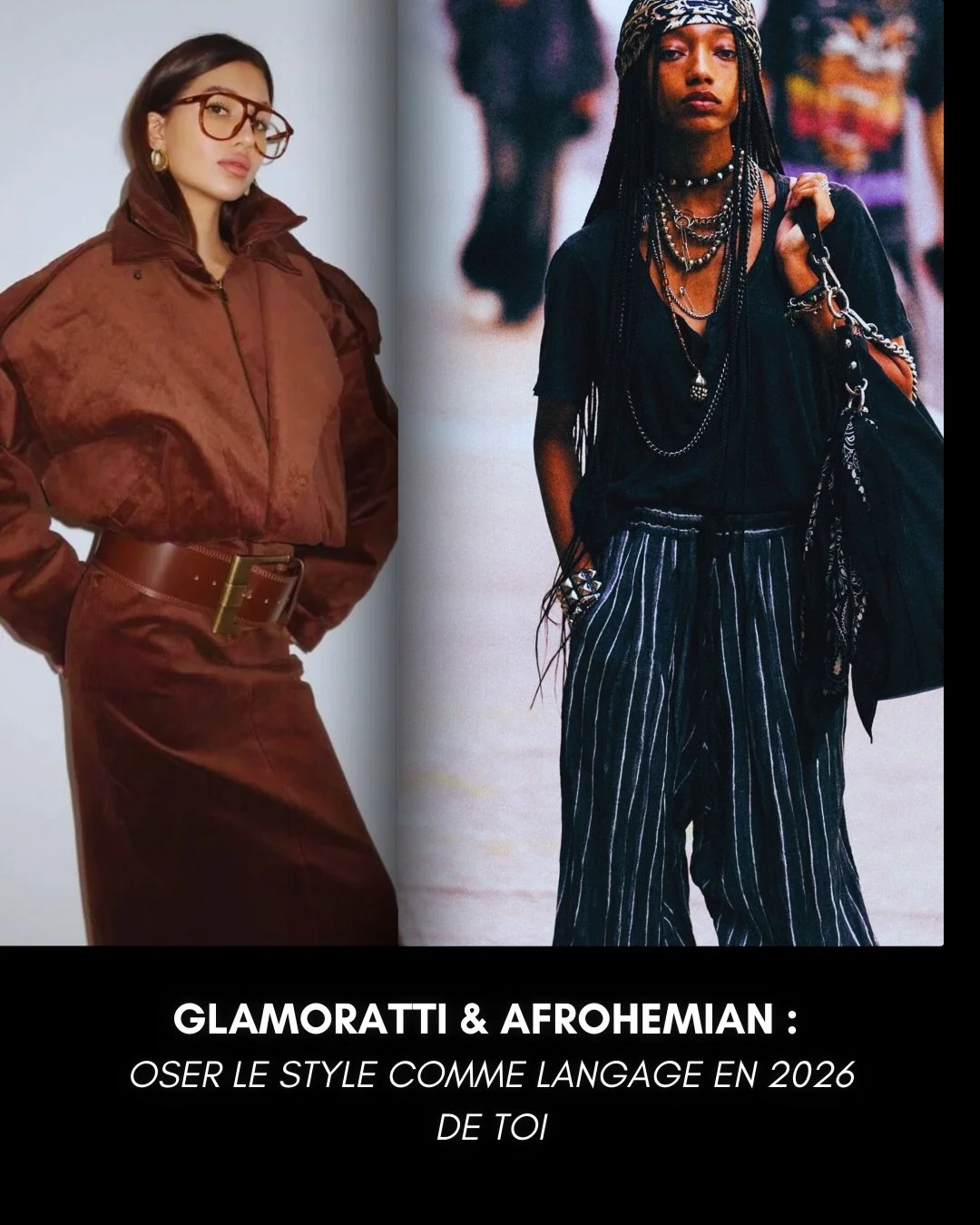 Oser le style comme un langage.👗
Chaque texture raconte une histoire, chaque silhouette affirme une identit&eacute;. 
En 2026, on ne suit plus les tendances&hellip; on parle avec le style.

Avec Glamoratti &times; Afrohemian : l&rsquo;&eacute;l&eacu