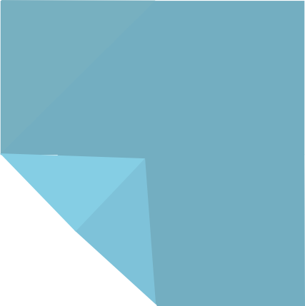 Imagem de uma folha de papel colorida de cor azul com uma dobra na parte inferior esquerda.