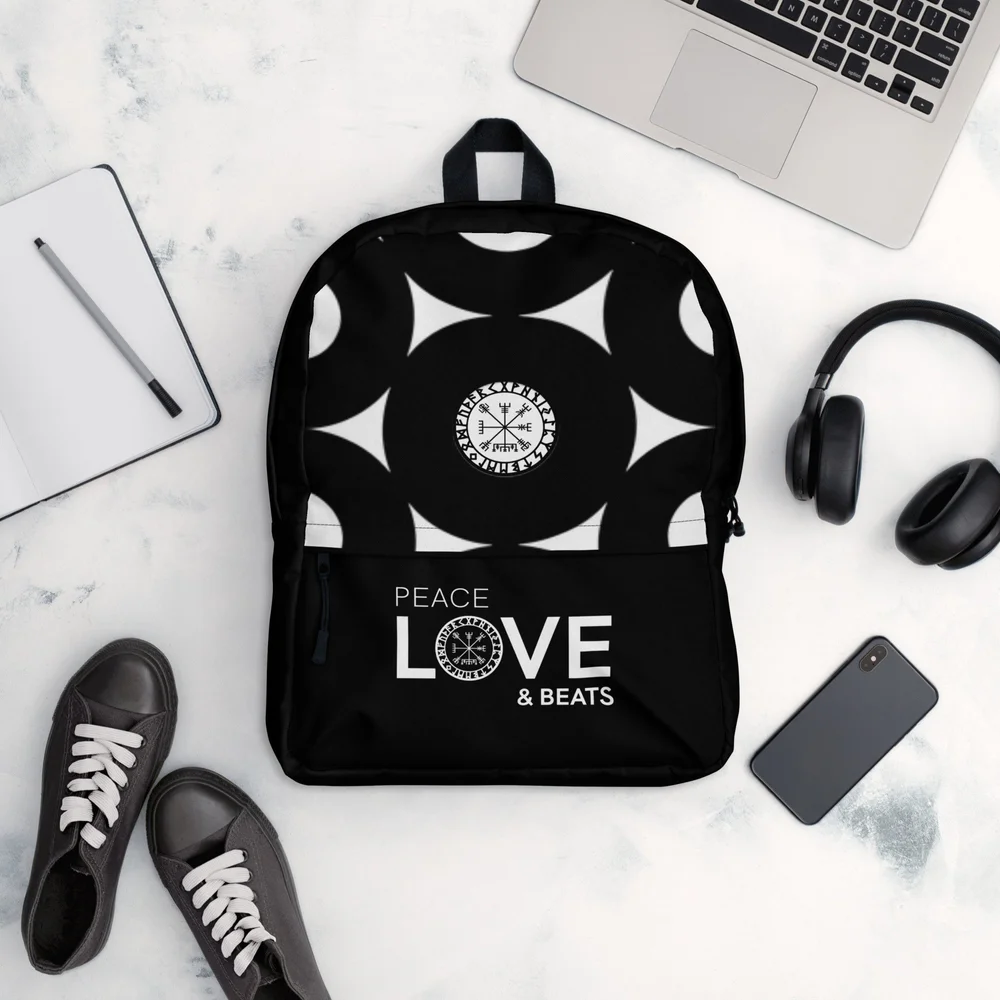 Peace Love & Beats Backpack — Nordic Voyage Shop display picture 1