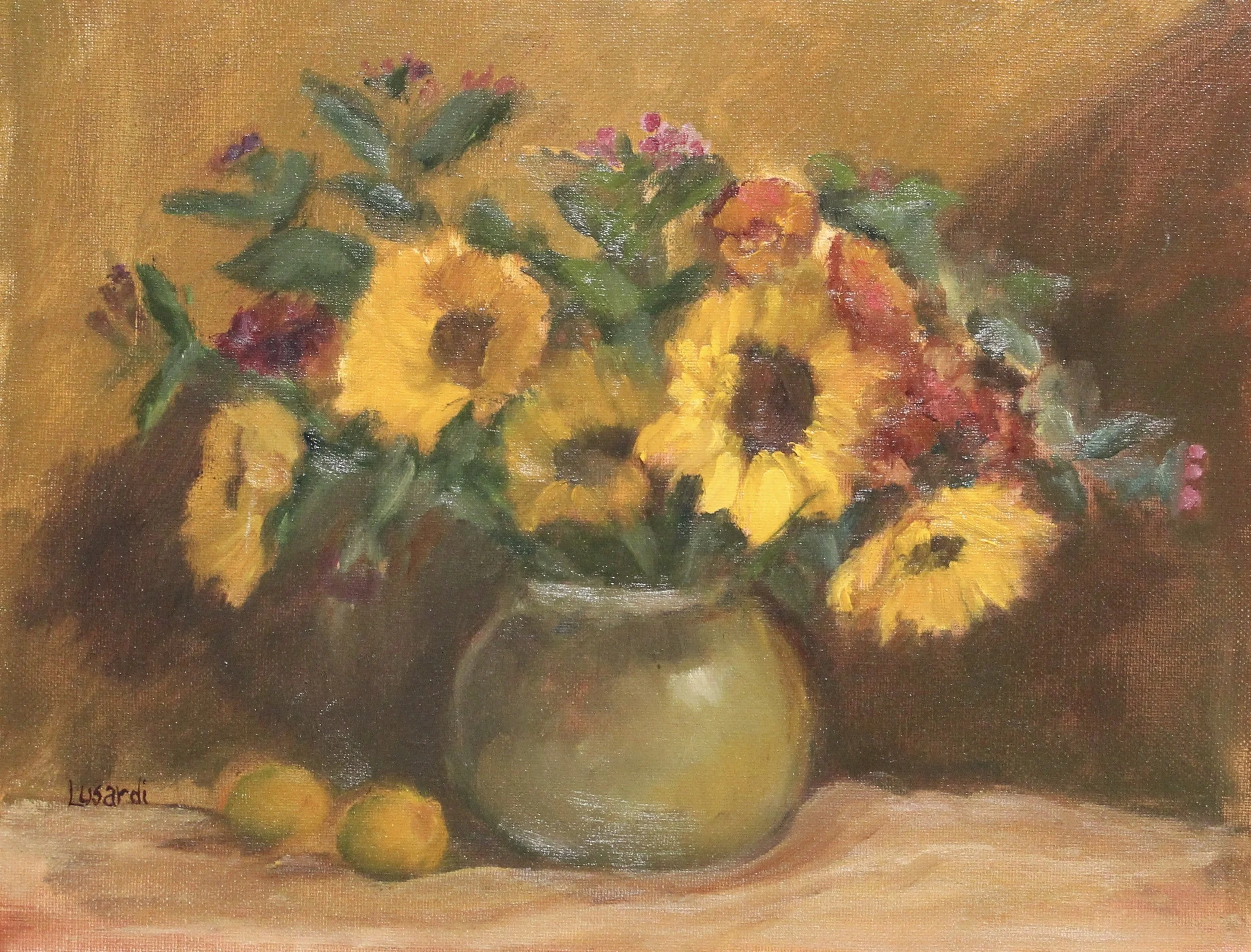 Sunflowers on a Hazy Day - Original Oil Painting - 11 X 14