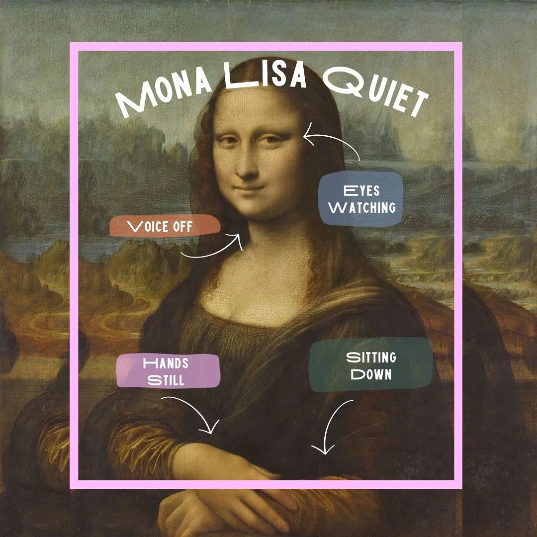 The Mona Lisa is one the most famous paintings! Many think her eyes follow them, or question what she is smiling about, also no one even knows who she was !! 

However her poised and content stature inspired me to make my own Mona Lisa Quiet poster f
