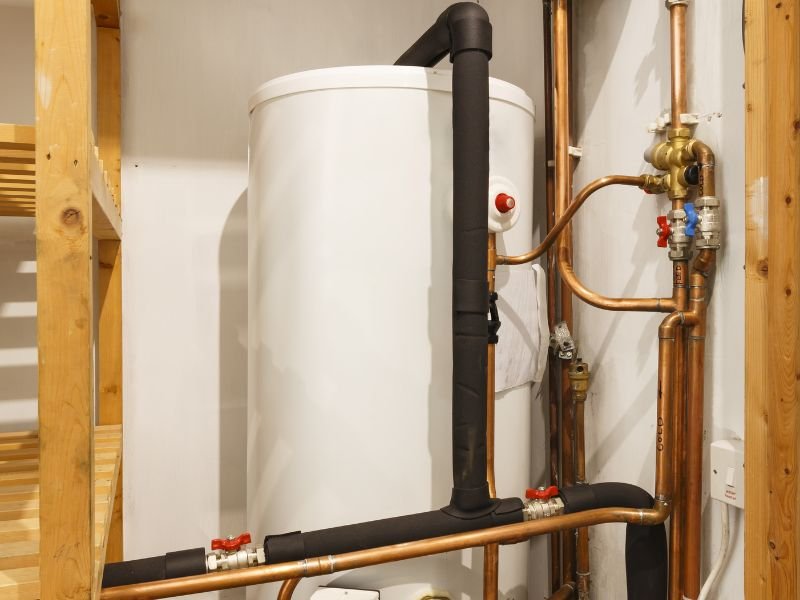 Hot water cylinder in a home in South Wales