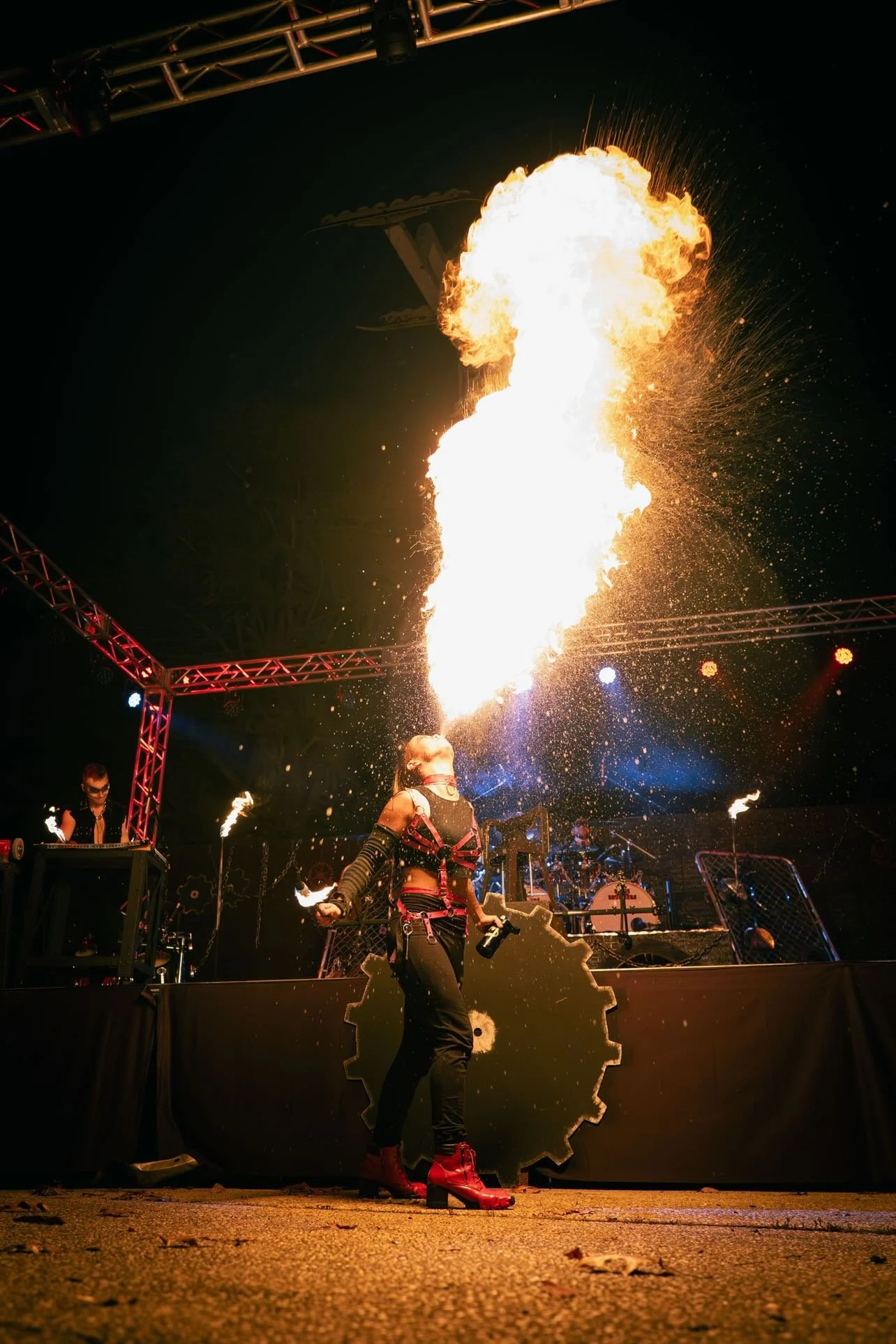 Six Flags Great Adventure - Blade Drummers 2023 show. Six Flags Great Adventure is in New Jersey. I was asked to do fire breathing, fire eating, and fire prop manipulation for a duration of a two month contract. The show duration was 20 minutes and I