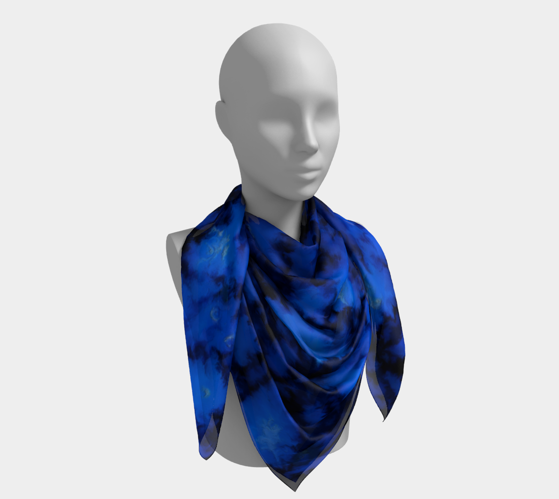 Cloud Mountain Deep Blue Square Scarf by Debora Nash Designs