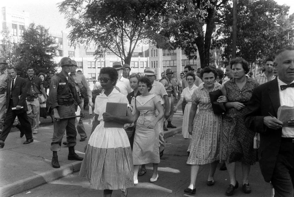 Hazel Bryant followed and jeered at Elizabeth Eckford as Eckford walked from Little Rock’s Central High after Arkansas National Guardsmen barred Eckford from school.