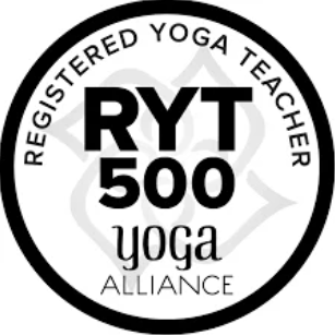 Logo mit Text: 'Registered Yoga Teacher RYT 500 Yoga Alliance'