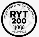 Logo mit Text ‚RYT 200 yoga alliance’ und ‚Registered Yoga Teacher’