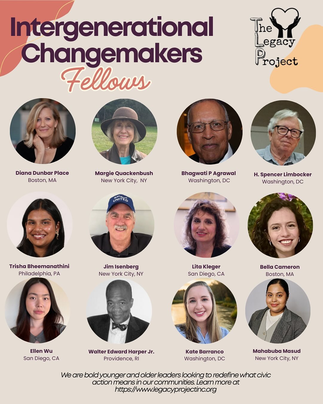 Drumroll please&hellip;We&rsquo;re thrilled to introduce the first-ever Intergenerational Changemakers Fellowship led by The Legacy Project with gratitude to The Eisner Foundation! For the next six months, bold younger (18&ndash;25) and older (65+) c