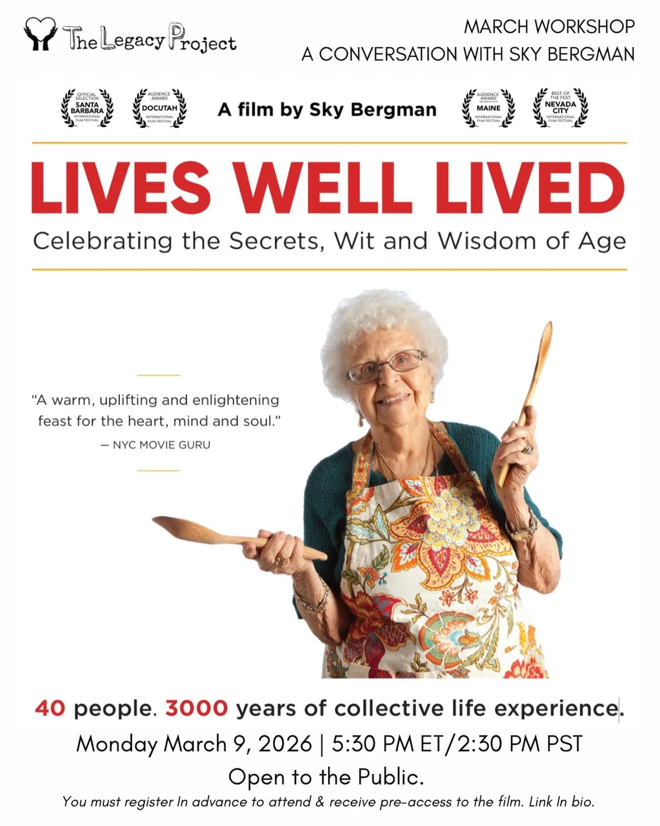 A conversation with @skybergmanproductions on March 9 5:30 ET/2:30 PT. Check out the link in our bio to sign up!&hearts;️