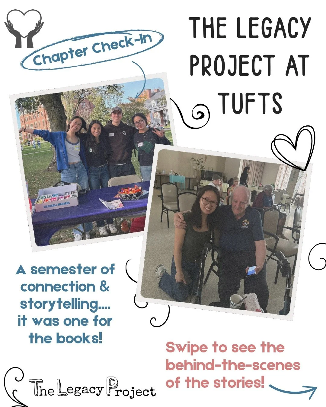 The Legacy Project at Tufts story-filled spring semester! We are so excited to continue to support them in their journey of publishing this years TLP book&hellip;. so many heartwarming stories to be read about the connections they&rsquo;ve formed. 

