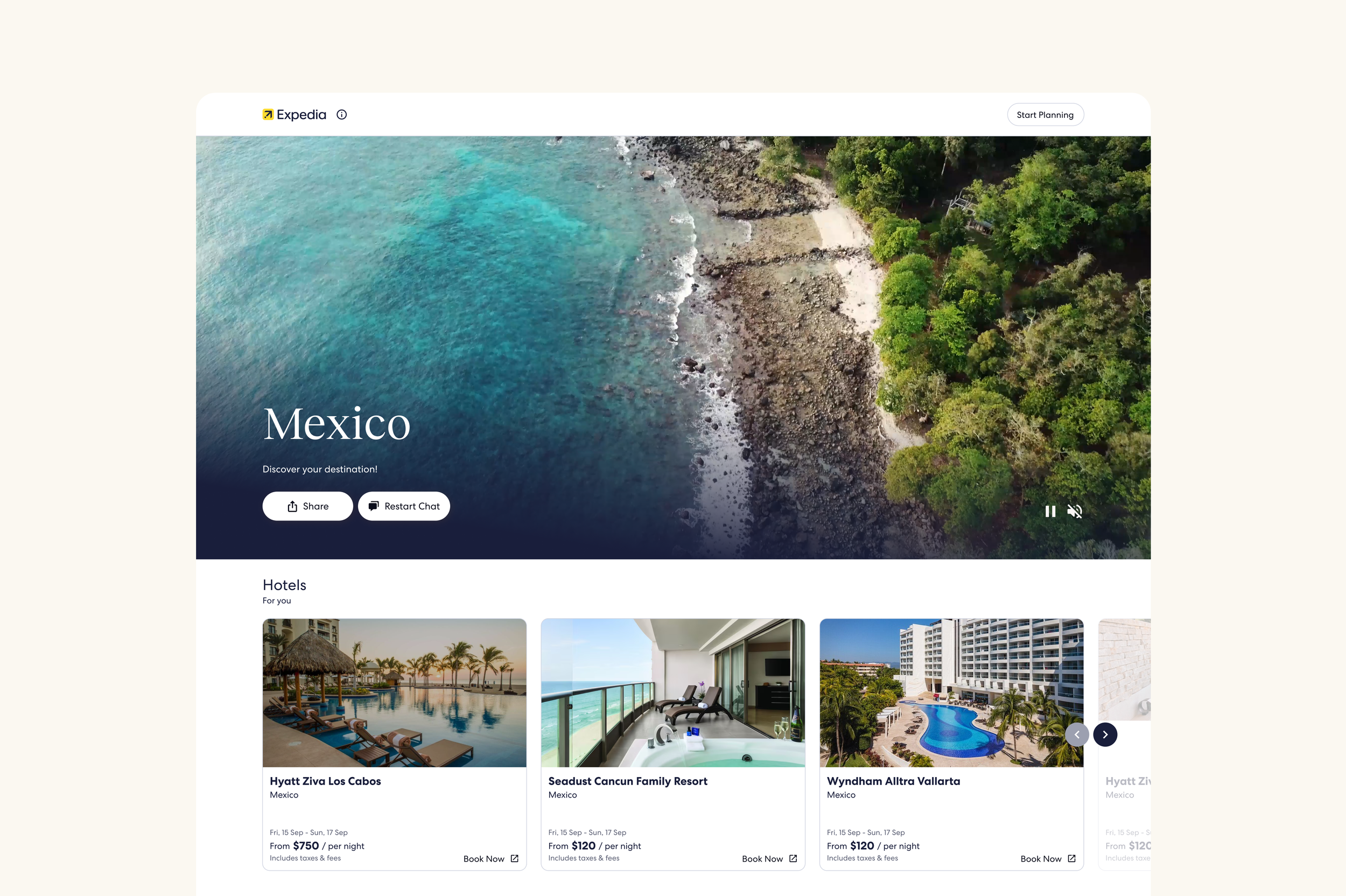 destination page