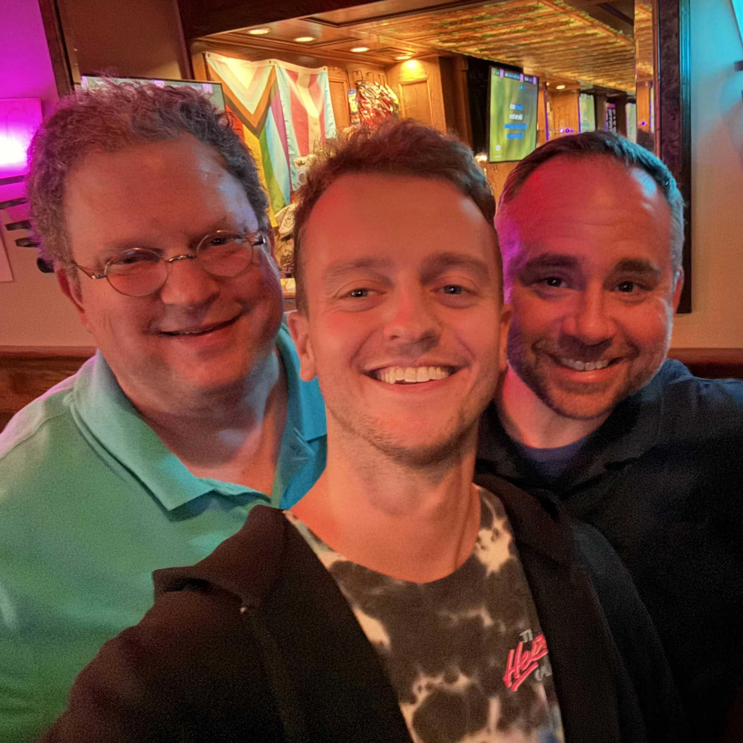 GRkaraoke.com founder Chris with two local Grand Rapids karaoke regulars who tagged along for the Karaoke Marathon 2026 at The Apartment Lounge