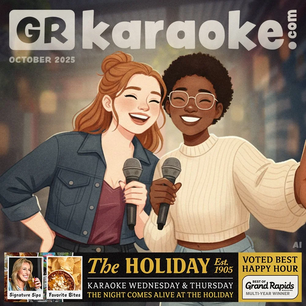 Cool nights, warm lights, and karaoke that keeps the good times rolling. Sweater season is made for nights like these! Find YOUR stage with GRkaraoke.com 🍂🎤

Thank you to our October 2025 Sponsor: The Holiday