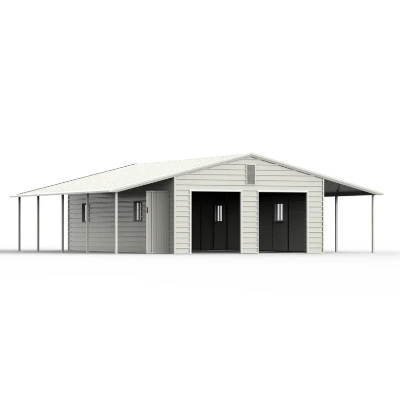 VERTICAL STEEL CARPORT WITH LEAN TO