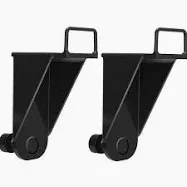 Two black rolling levelers with handles, for leveling jacks.