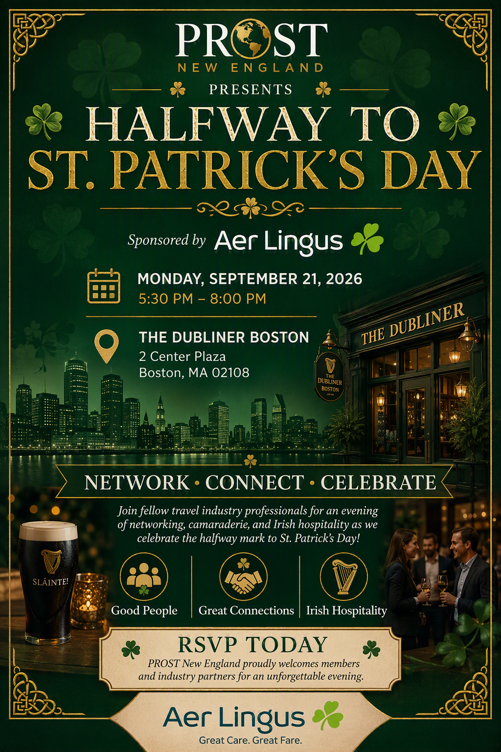 September PROST NE - Halfway to St. Patrick's Day with Aer Lingus