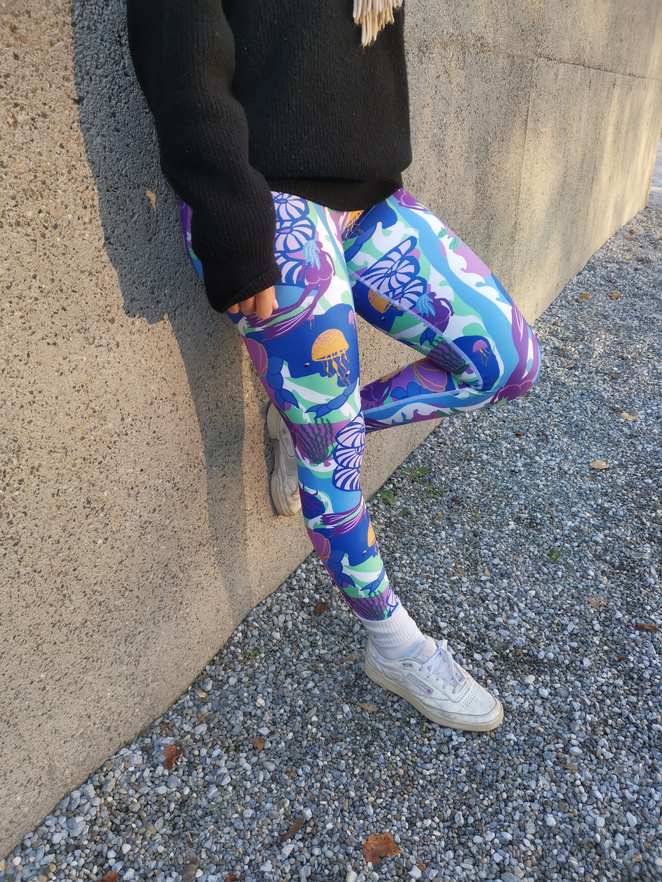 Leggins Closeup in front of grey wall