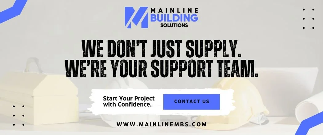A professional support banner from Mainline Building Solutions stating "We Don’t Just Supply. We’re Your Support Team," highlighting the consultative side of a successful Midwest commercial roofing strategy.