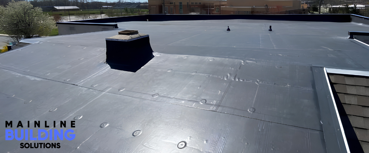 aerial view of black epdm roof