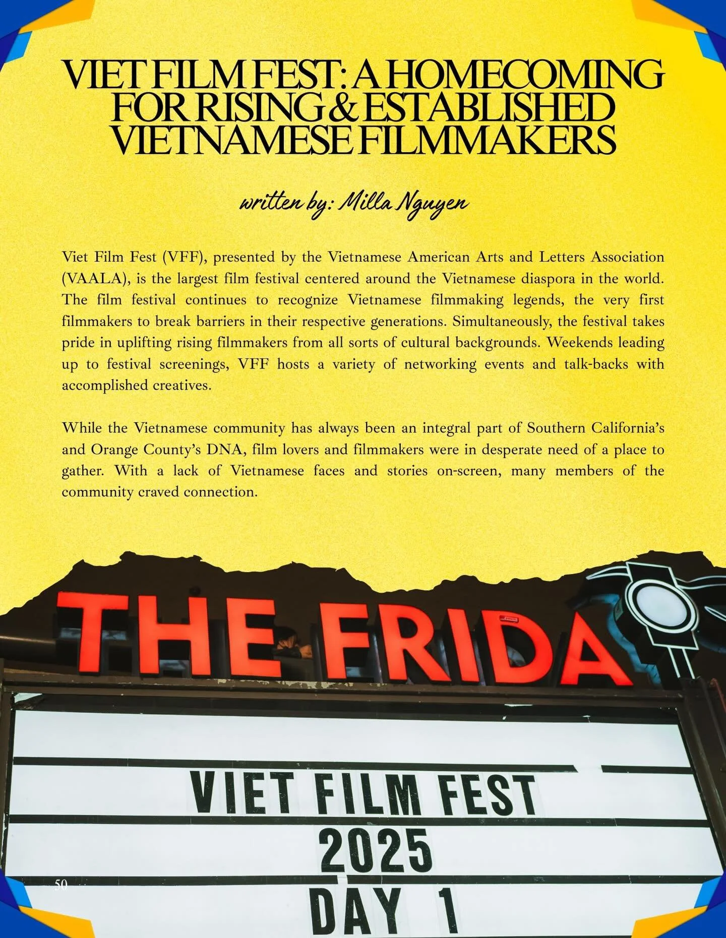 Viet Film Fest x Allusion Magazine 

Viet Film Fest @vietfilmfest presented by the Vietnamese American Arts and Letters Association (@vaalacommunity) is the largest film festival centered around the Vietnamese diaspora in the world. Issue 3 is out no