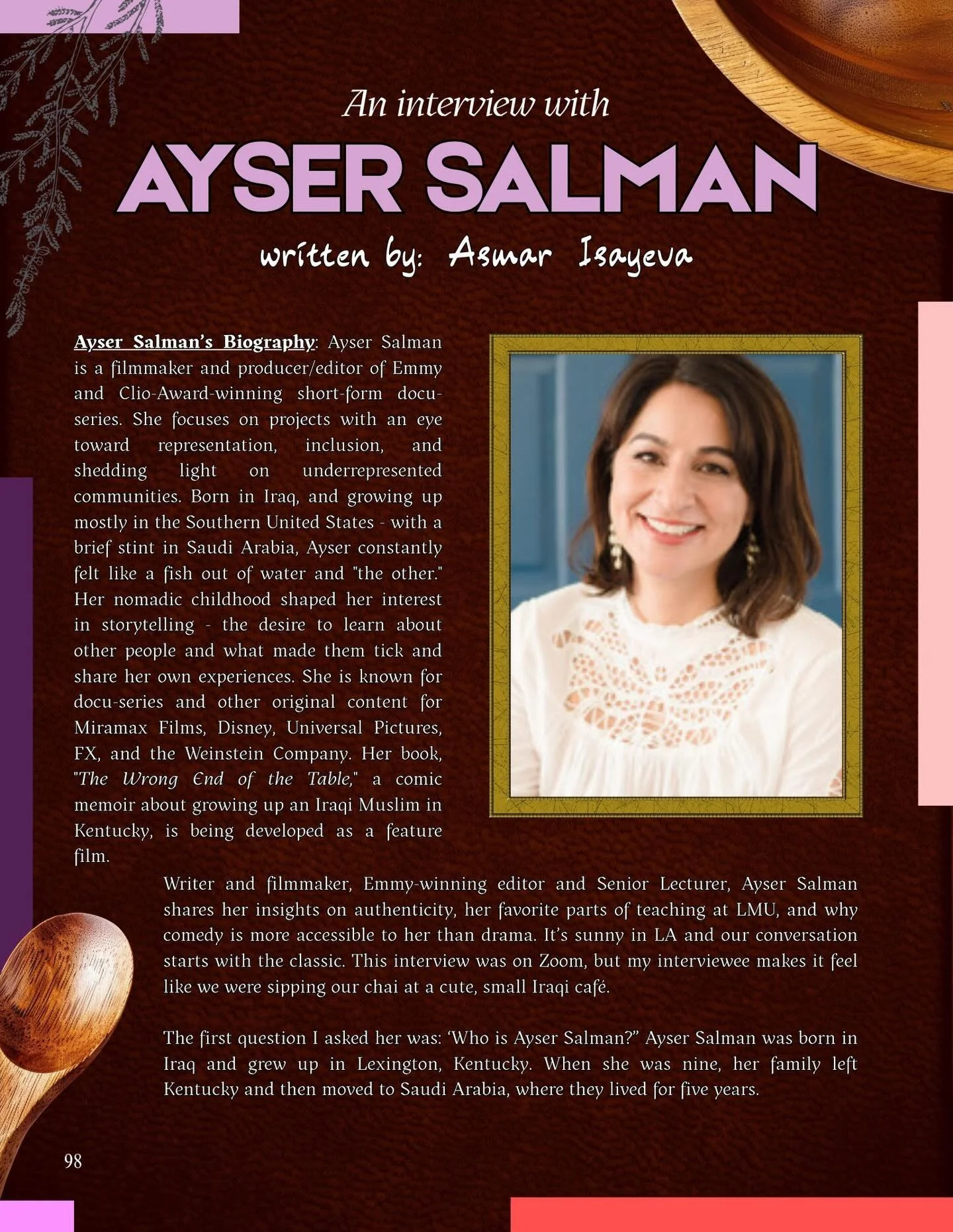 Introducing the faculty of @loyolamarymount for Issue 3 of Allusion Magazine 

Ayser Salman &mdash; Professor of Screenwriting by @asmar.isayeva 

Howard March &mdash; Professor of Screenwriting by @mariaamurphy 

Tanya Everett &mdash; Professor of P