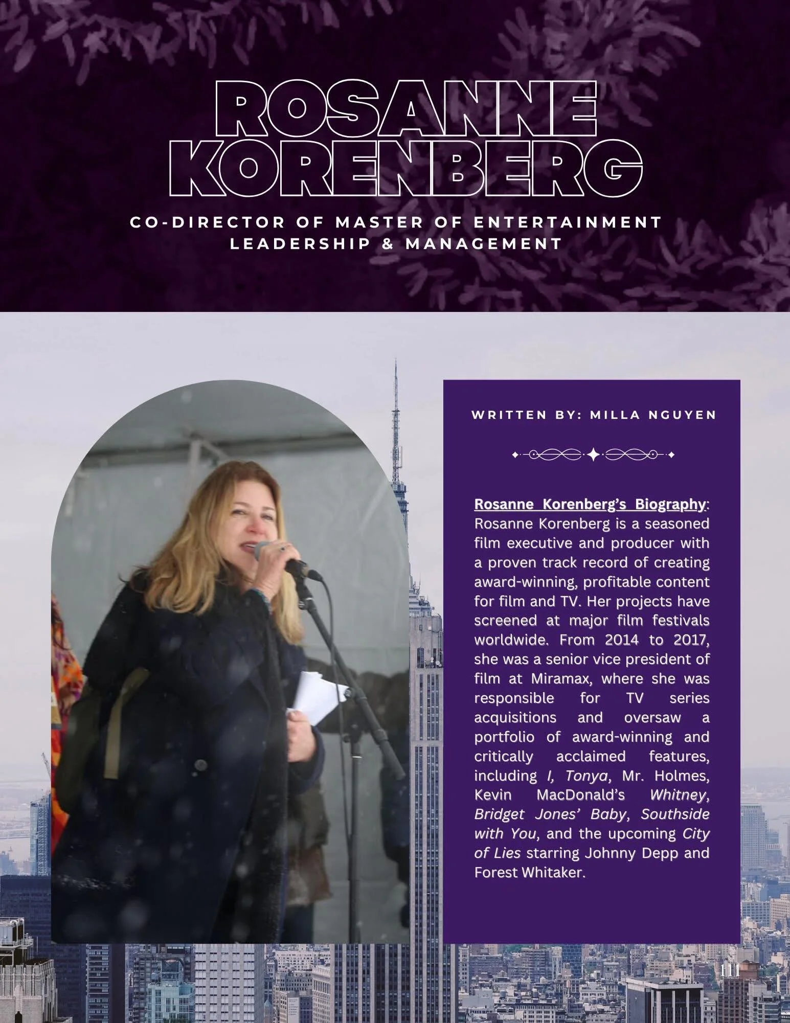 Introducing the faculty of @loyolamarymount for Issue 4 of Allusion Magazine 

Rosanne Korenberg &mdash; Co-Director of Master of Entertainment Leadership and Management by: @milla_nguyen.co 

Lauren Wolkstein &mdash; Professor of Screenwriting &amp;