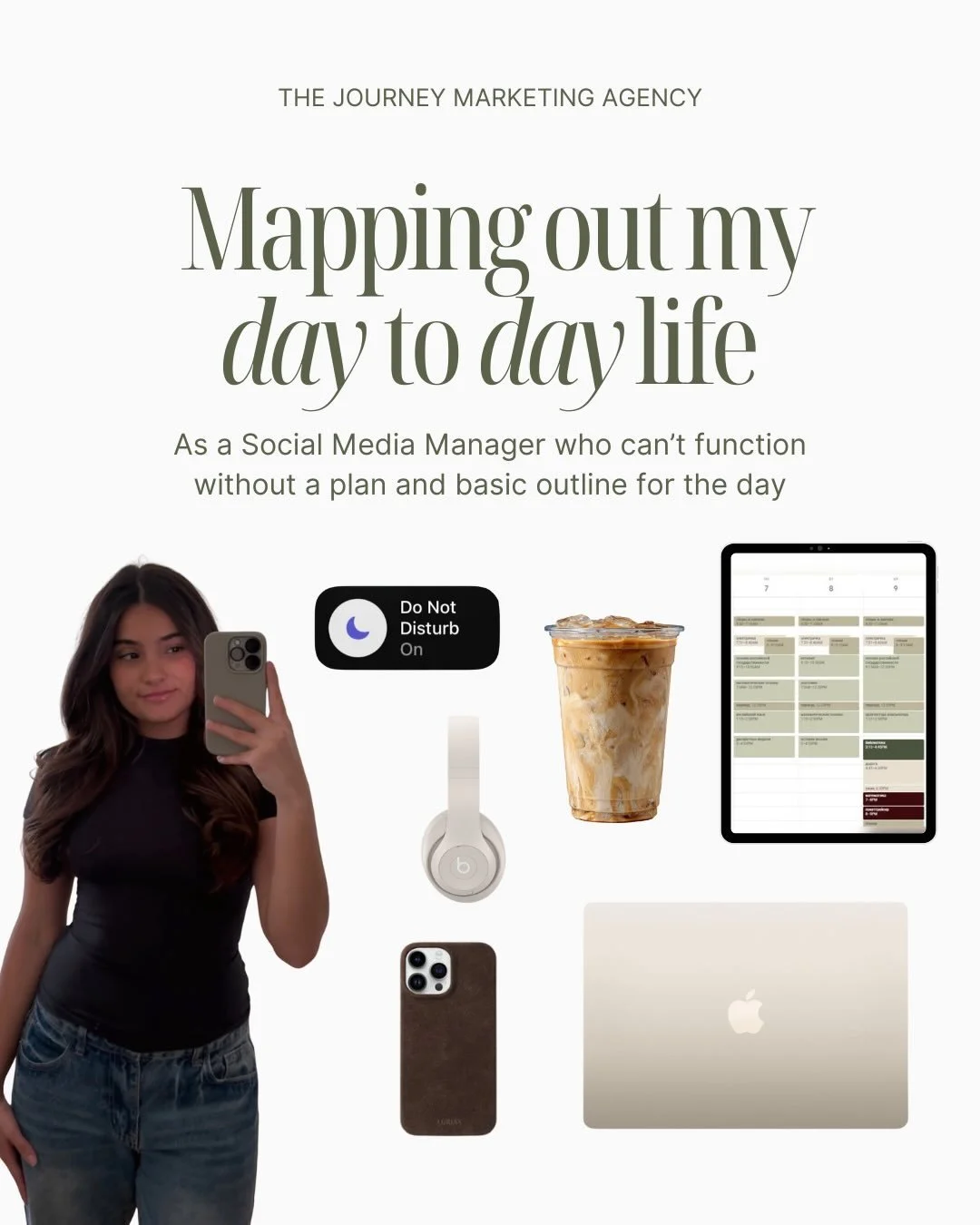 A little peek into how I map out my day-to-day life as a social media manager.

Between ideas, deadlines, and everyday moments, I don&rsquo;t know how I functioned without these three tools.

If you&rsquo;re creating your own version of balance, I&rs