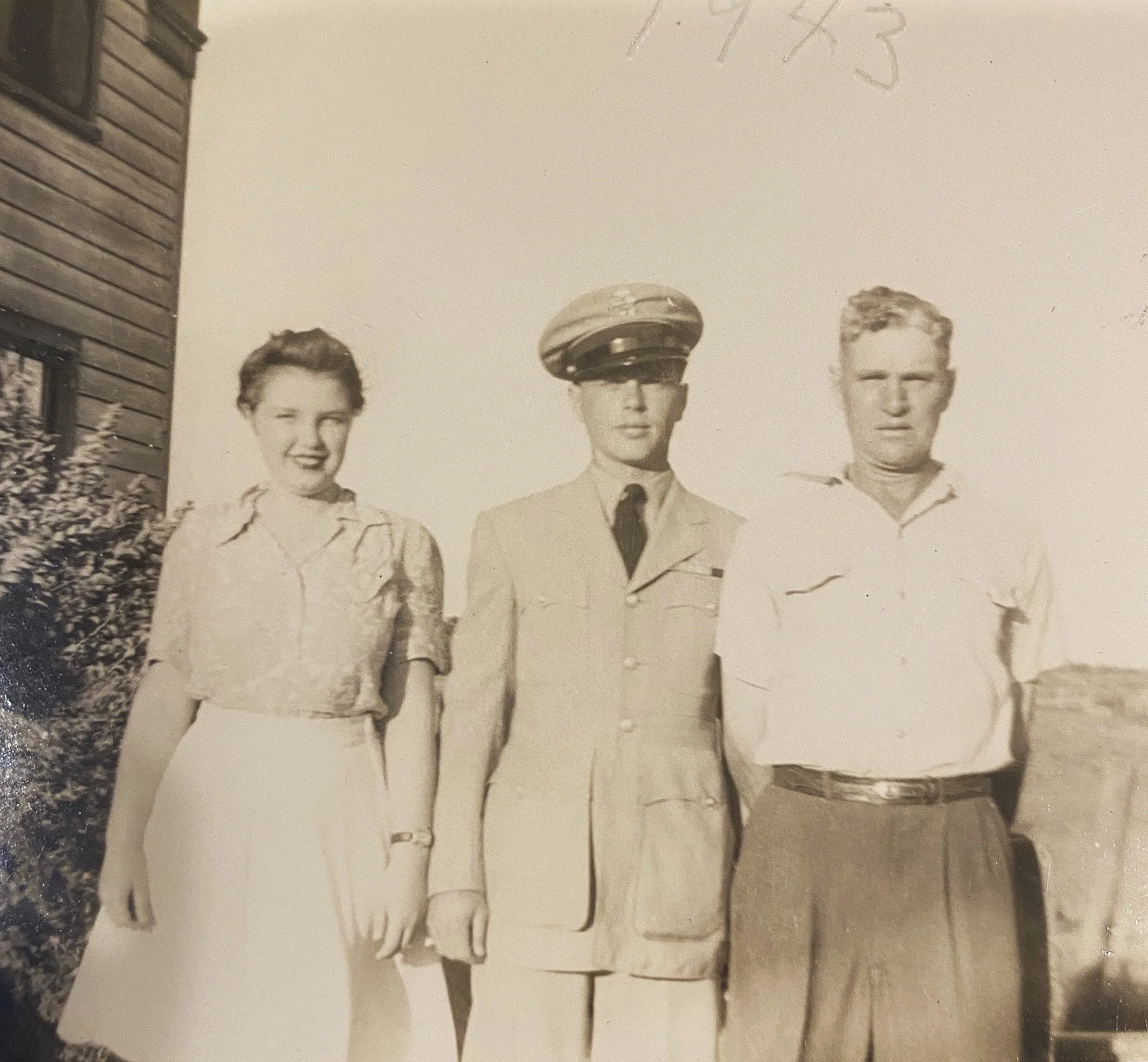 Aunt Peg (Margaret) left. Tom Kirley center. Grandpa George Kirley far right.