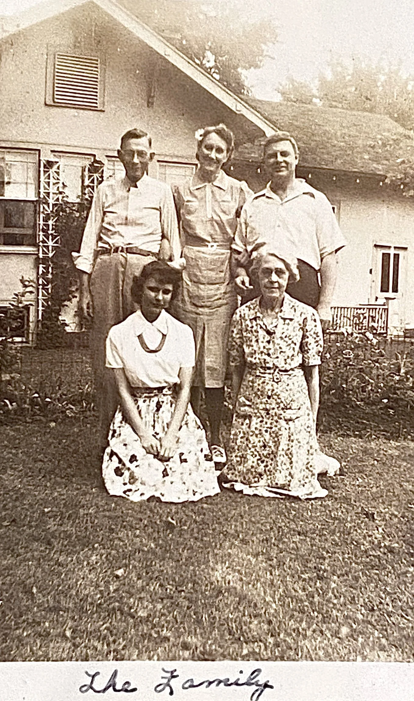 Peggy Prendergast (lower left) with her family. Grandpa Lange (top left) and Grandma Kitty Lange (lower right)