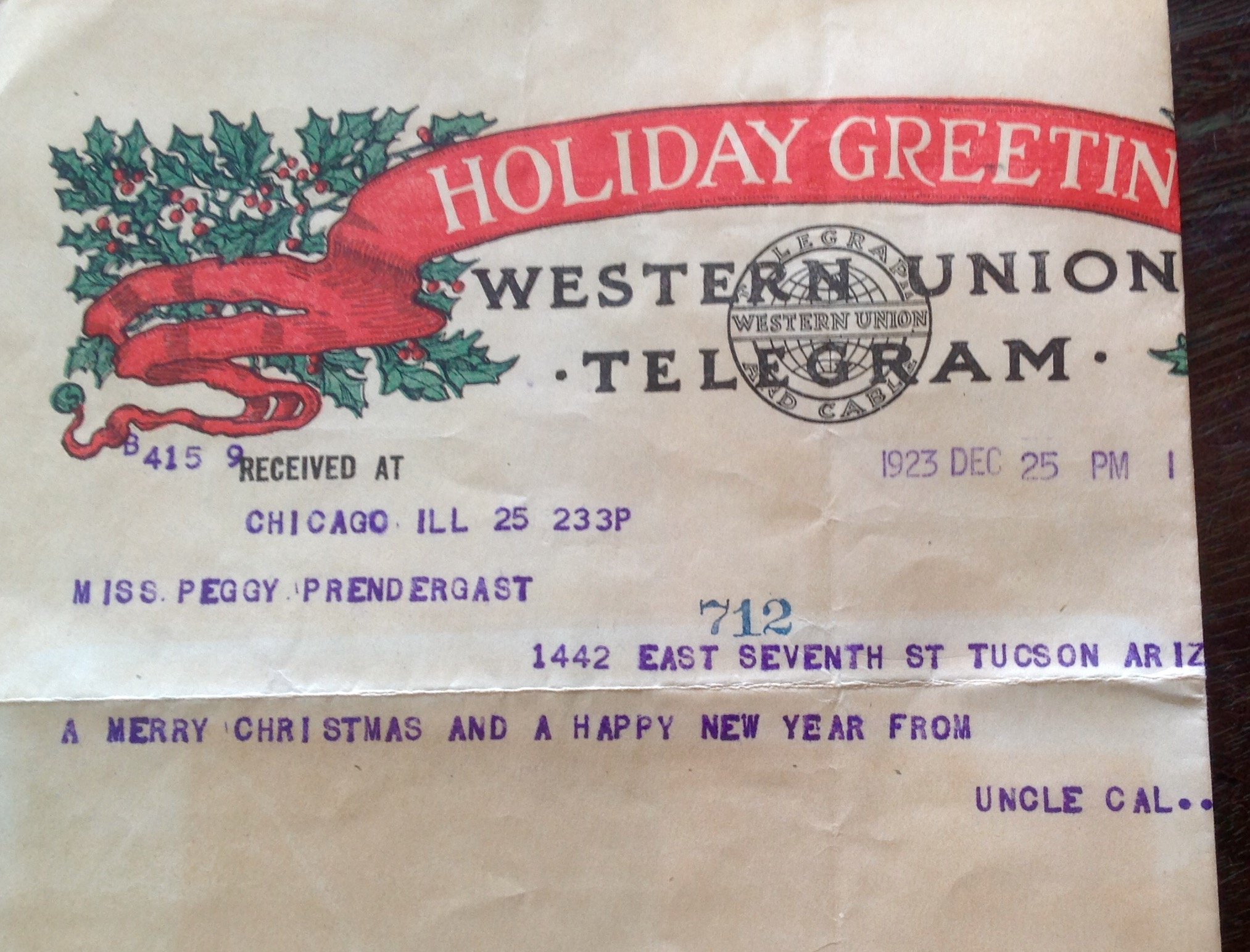 1923 telegram to baby Peggy Prendergast.JPG