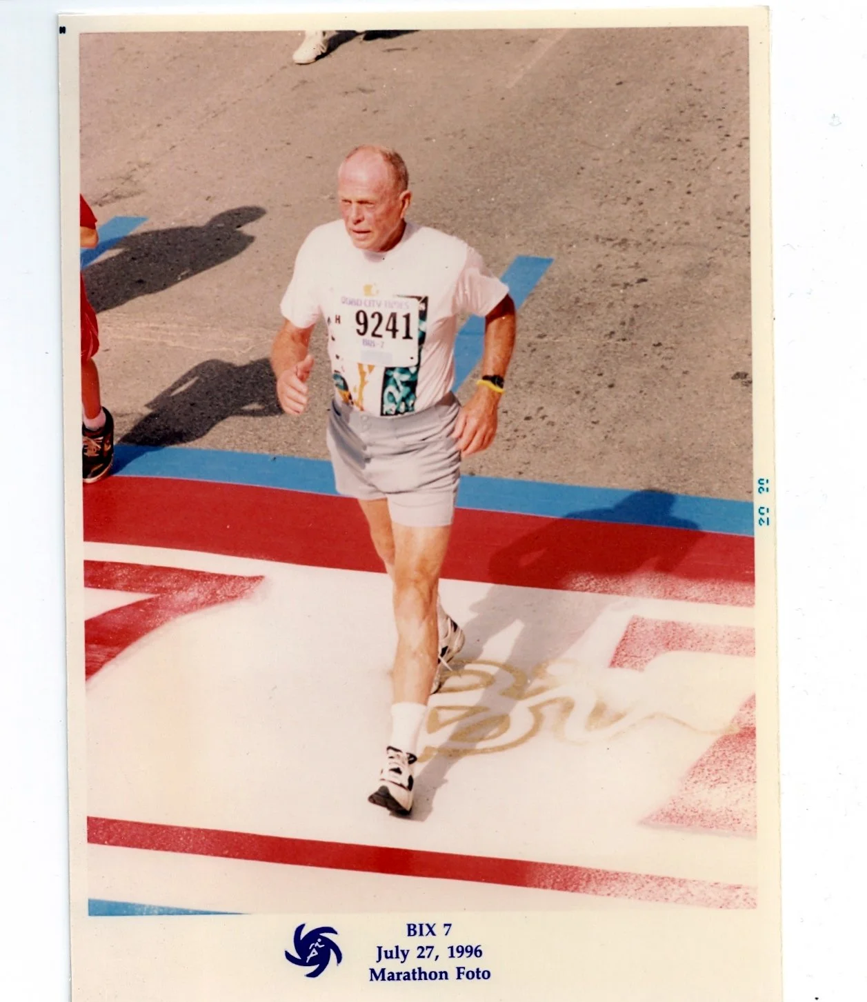 Tom Kirley in the Race Walking event at the Senior Olympics.