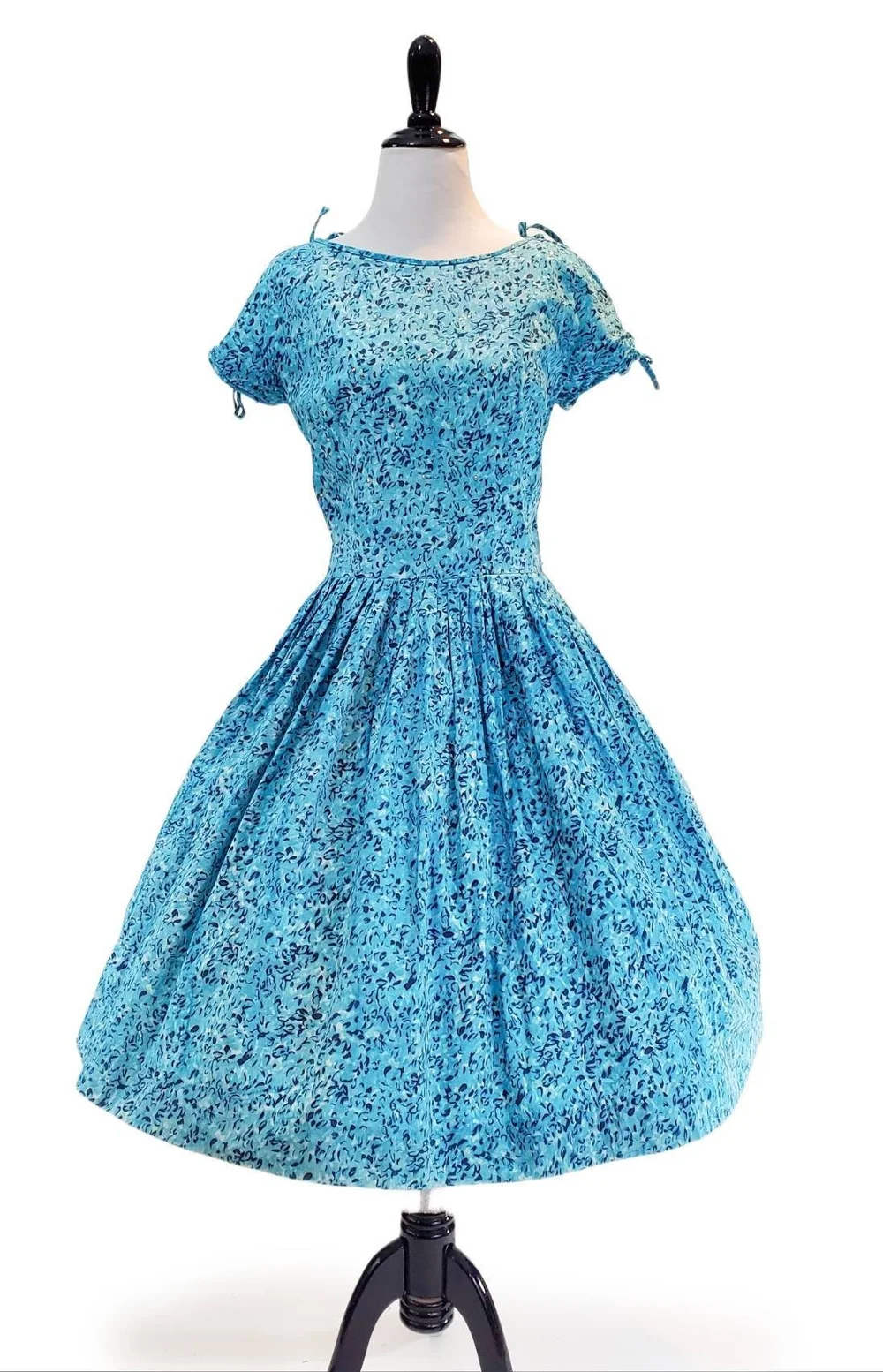 Vintage 50s/60s Open Shoulder Teena Paige Full Dress/ Vtg 50s Blue Cotton  Day Dress- Size Small/Medium  Cloth and Form Studio