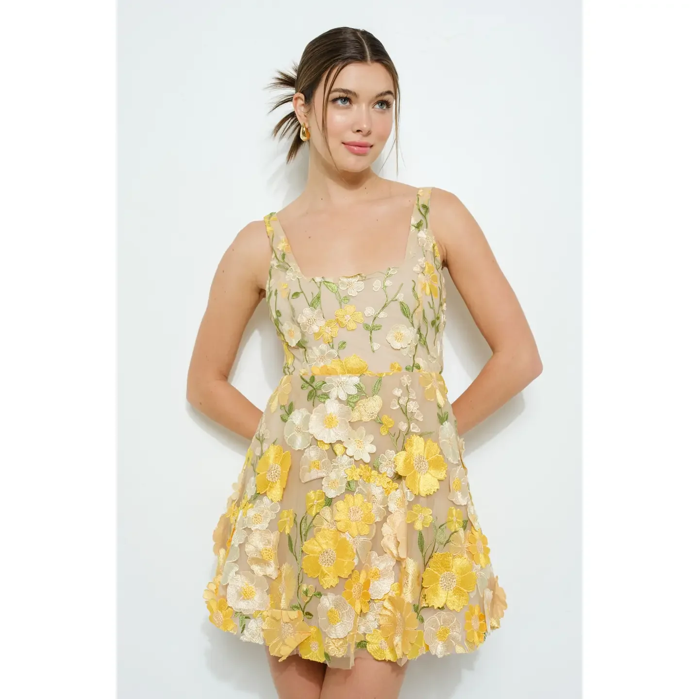 3D Embroidered Floral Dress