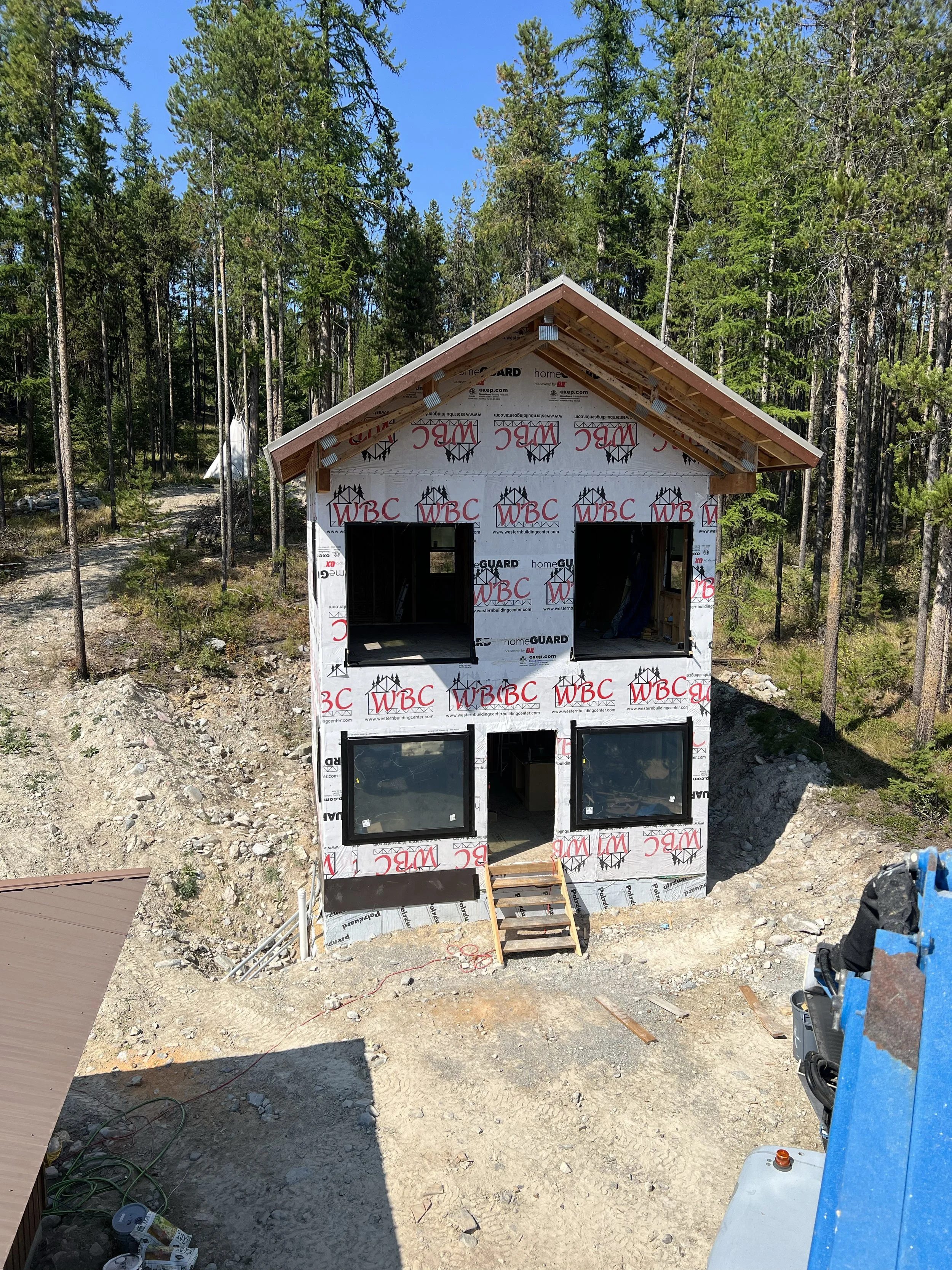 Framing construction on a new lake house building