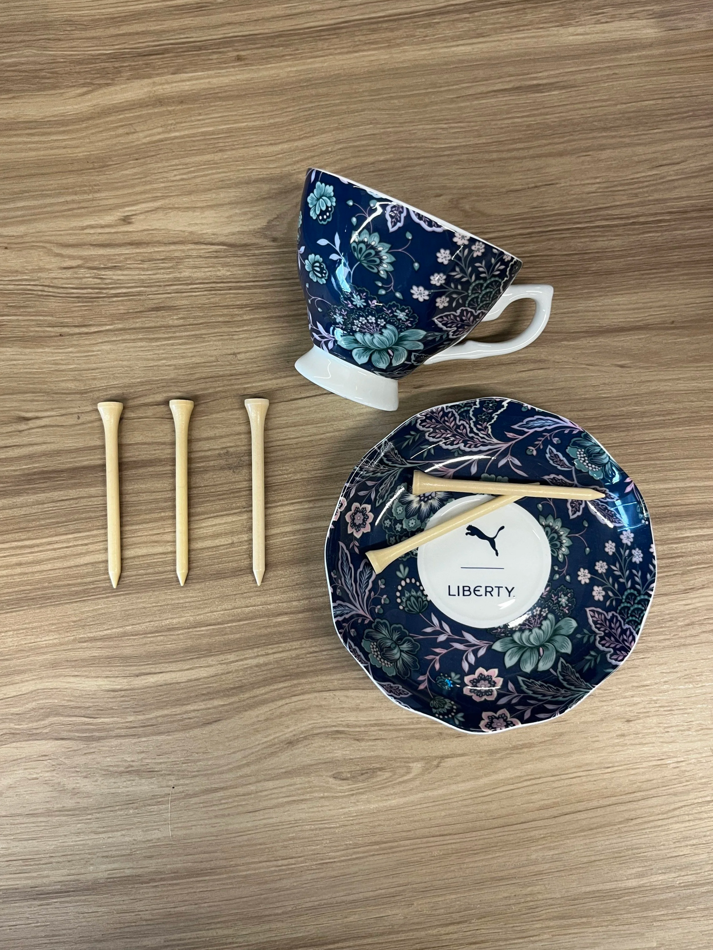 PUMA X Liberty London tea cup and golf tees