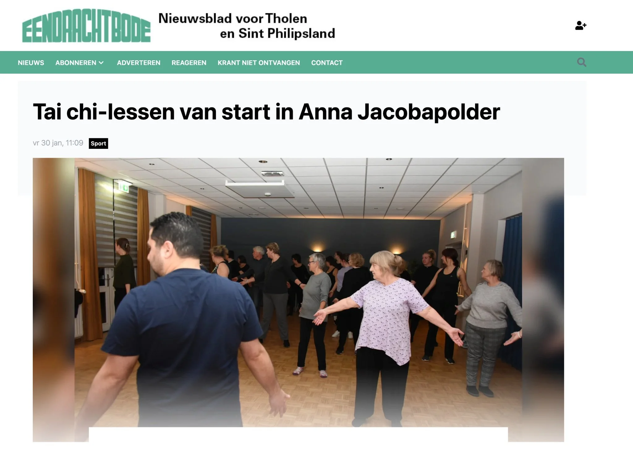 Cursus Tai Chi Chuan Taijiqang Qi Gong mindfulness in dorphuis anne jacoba polder gemeente tholen