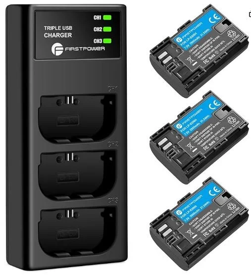 3 spare batteries and USB-C charger