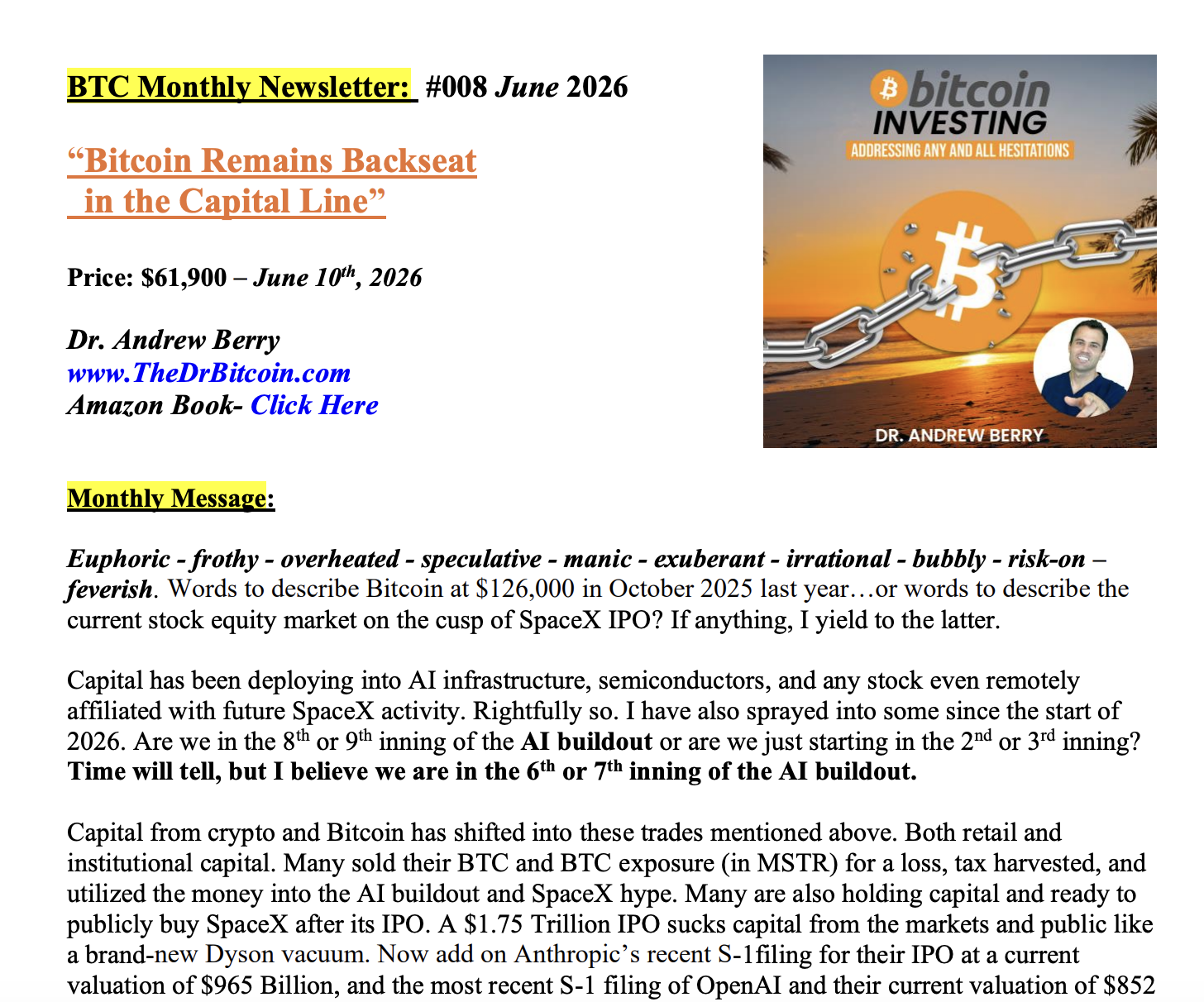 Bitcoin Investor Newsletter June 2026