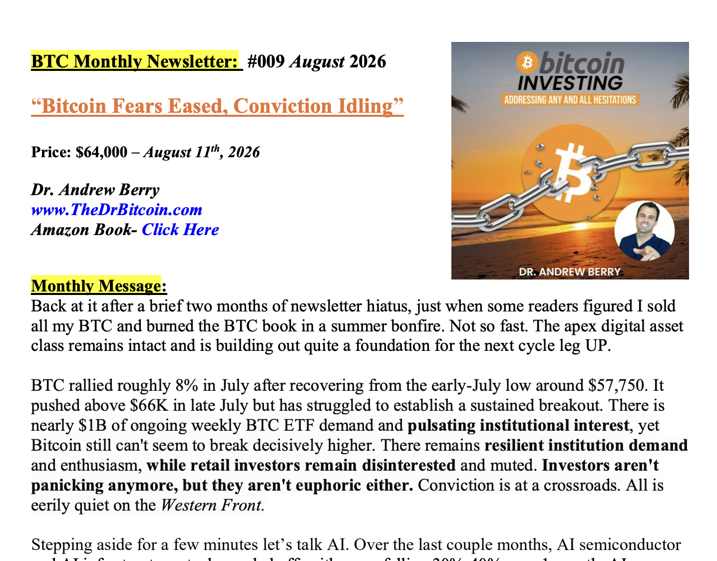 Bitcoin Newsletter August 2026
