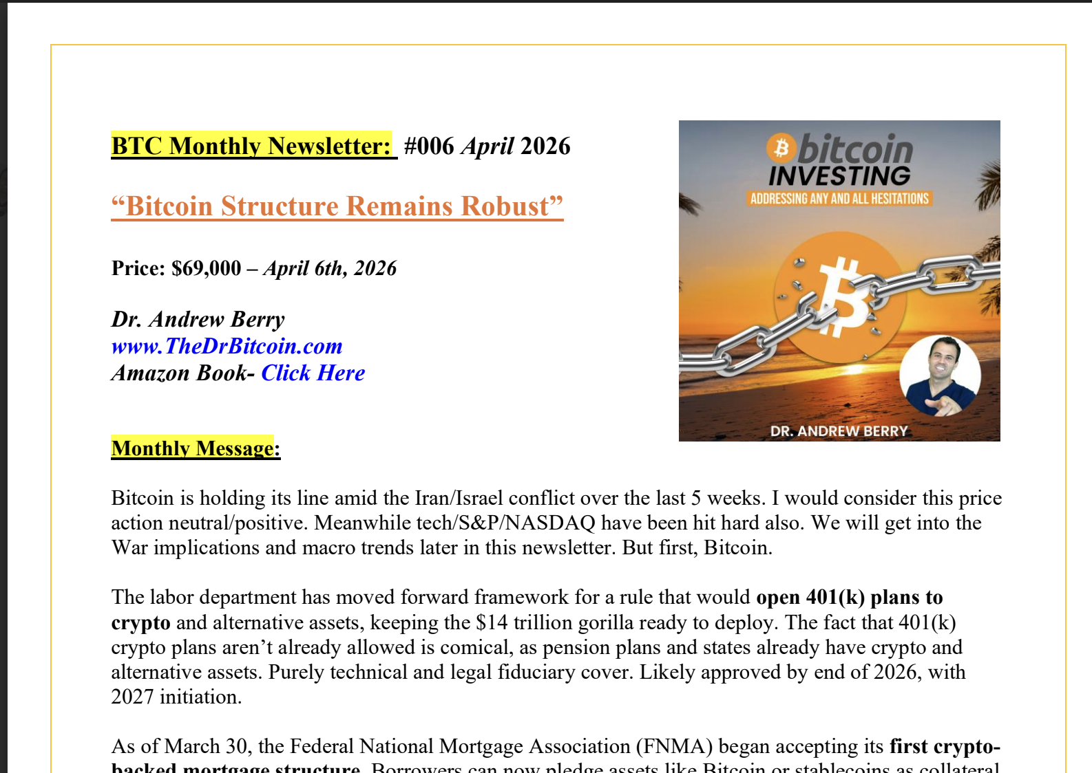 Bitcoin newsletter April