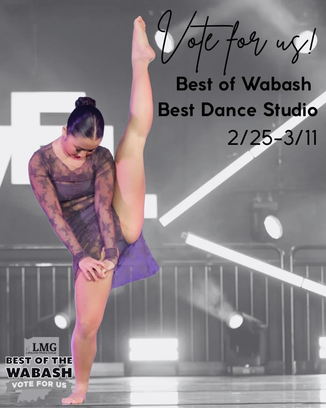 We are so honored to announce that Studio 765 has been nominated for the Best of The Wabash Best Dance Studio again this season and voting starts today! You can vote once per day until March 11th at 5:00 pm! 🩵

Go to the link in our bio and find us 