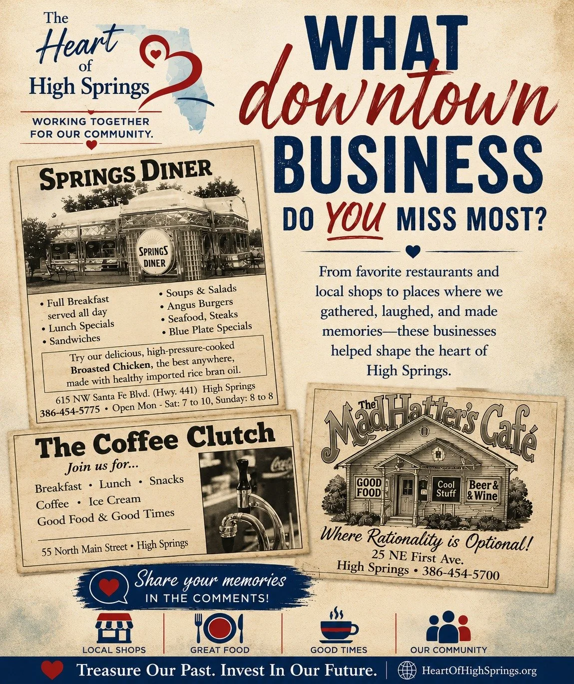 Some places were more than just businesses.
They were where we gathered, laughed, celebrated, and made memories together.

From Springs Diner to The Coffee Clutch to Mad Hatter&rsquo;s Caf&eacute;, these local spots helped shape the character of High